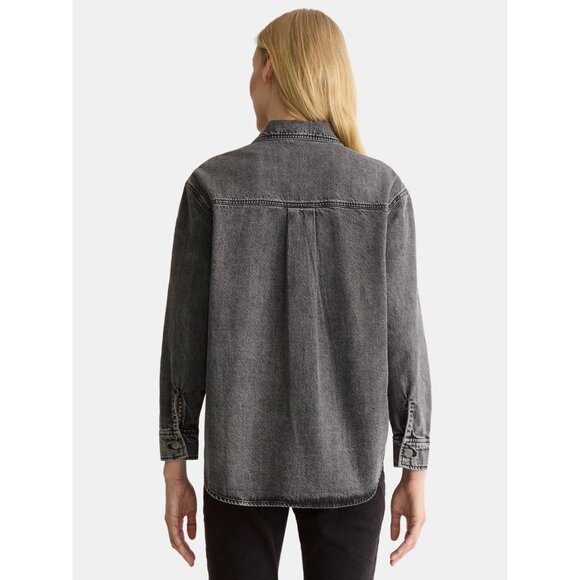 Time and Tru Women's Denim Overshirt with Long Sleeves, Size XXXL(22), Gray Wash - Picture 2 of 5